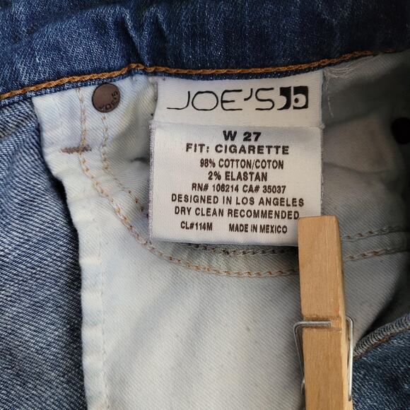 Joe's Jeans Size 27 Blue Cigarette Fit Distressed Medium Wash Whiskering - Picture 9 of 9